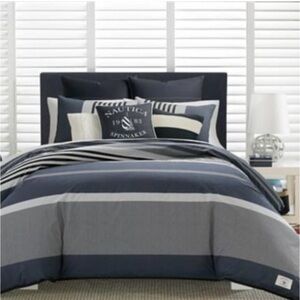 Nautica Rendon Cotton Grey Duvet Cover Set Queen